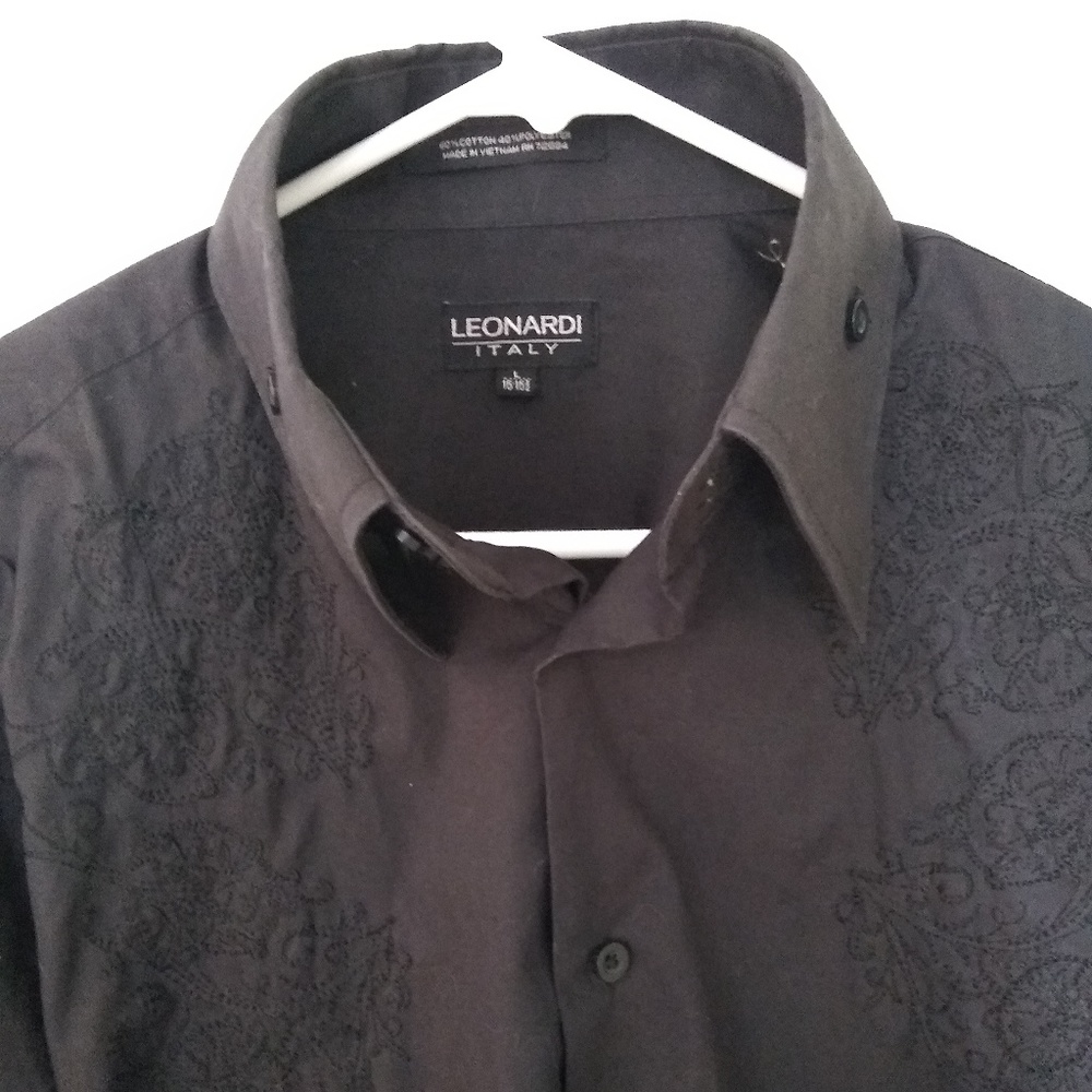 Leonardi Italy Black Dress Shirt
